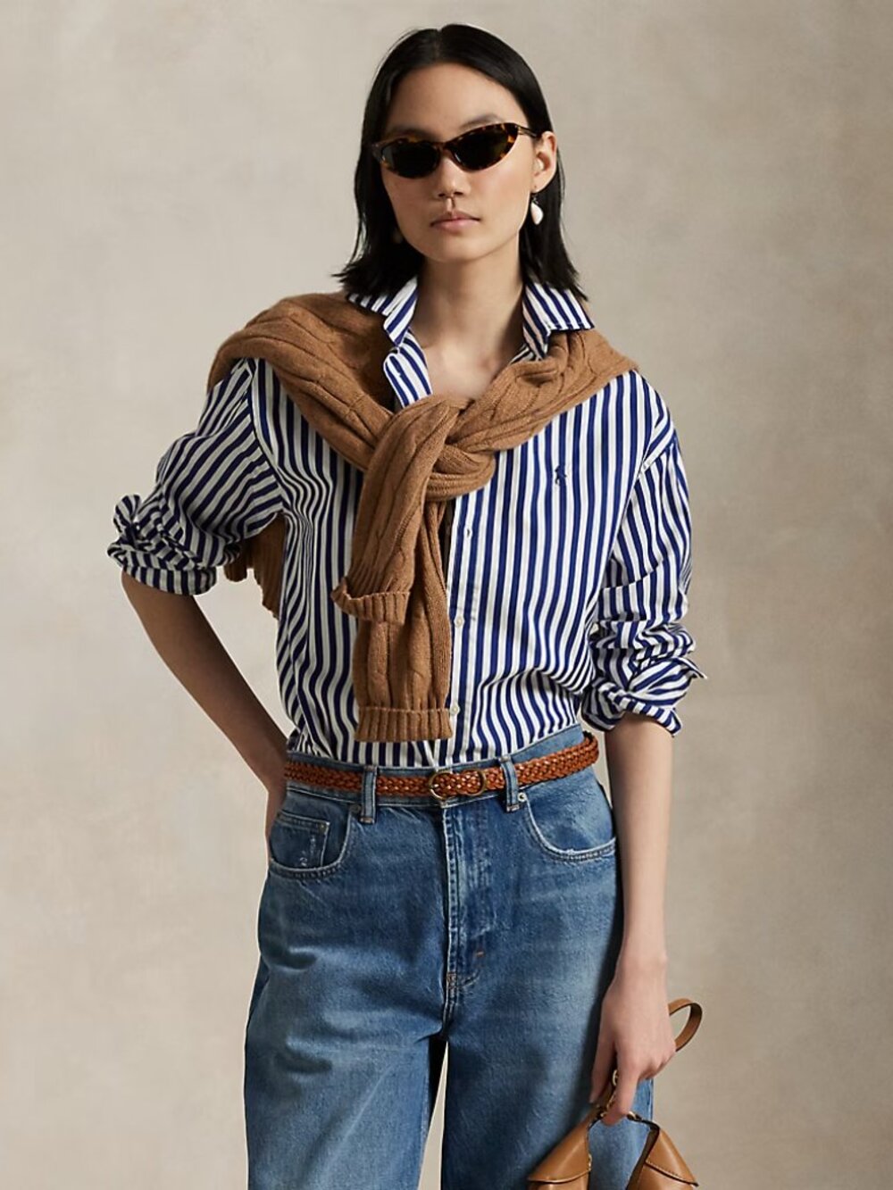 Polo Ralph Lauren Women's Relaxed Fit Striped Cotton Shirt Medium